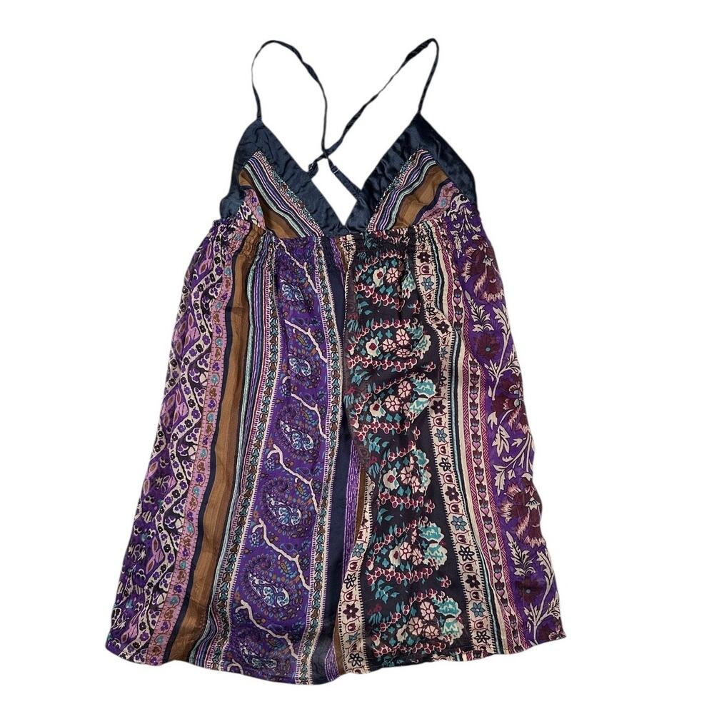 Vintage 90s Heritage Paisley Babydoll Camisole Top S Tank Festival Boho Y2K